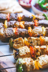 Mediterranean Catering with chicken Souvlaki and kebabs