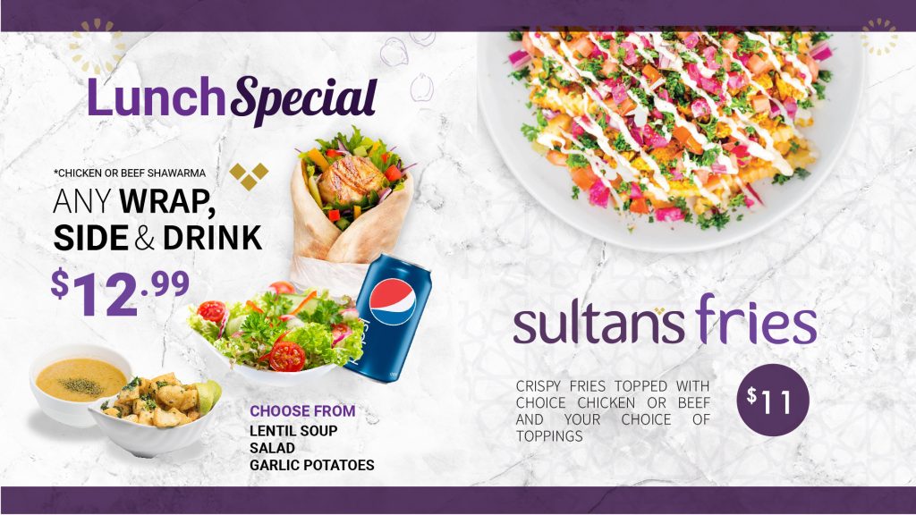 : Sultan's Lunch Special Menu. Sultans Grill at 44 Victoria.